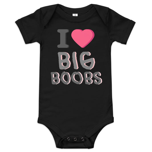 I LOVE BIG BOOBS - and mom ain't shy! Baby short sleeve one piece